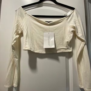 NWT Naked Wardrobe Off Shoulder Cream Top Medium